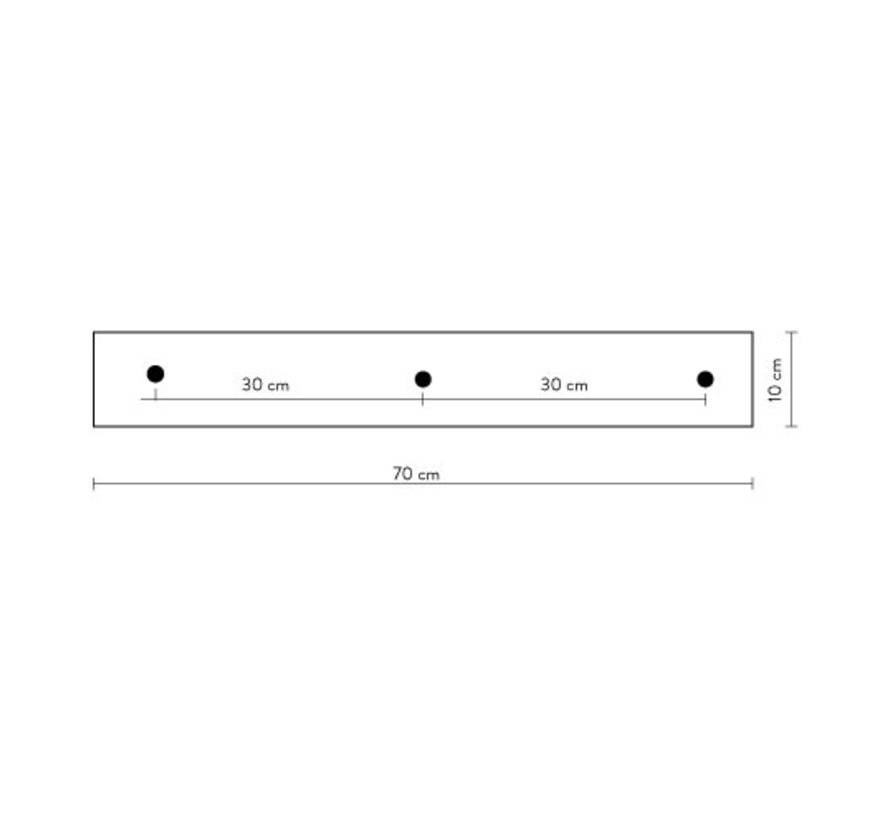 Calex Deckenbaldachin 3-Loch - 70cm Mattschwarz