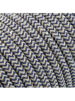 Kynda Light Strijkijzersnoer Zand & Donkerblauw - rond linnen - zigzag patroon