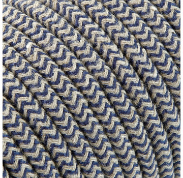 Kynda Light Strijkijzersnoer Zand & Donkerblauw - rond linnen - zigzag patroon