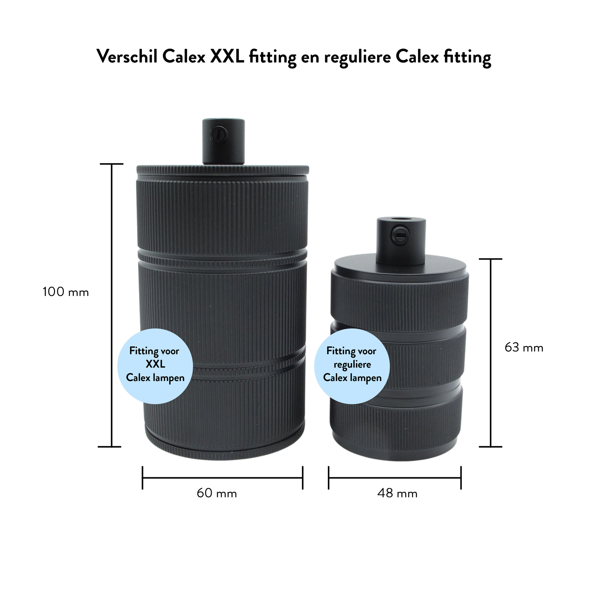 Calex XXL metaal 3-rings model Zwart | E27 Kynda Light