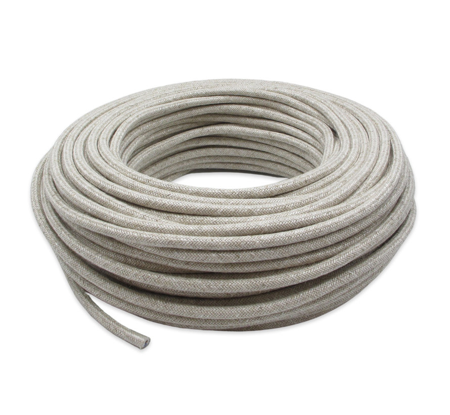 Fabric Cord Beige - round, linen