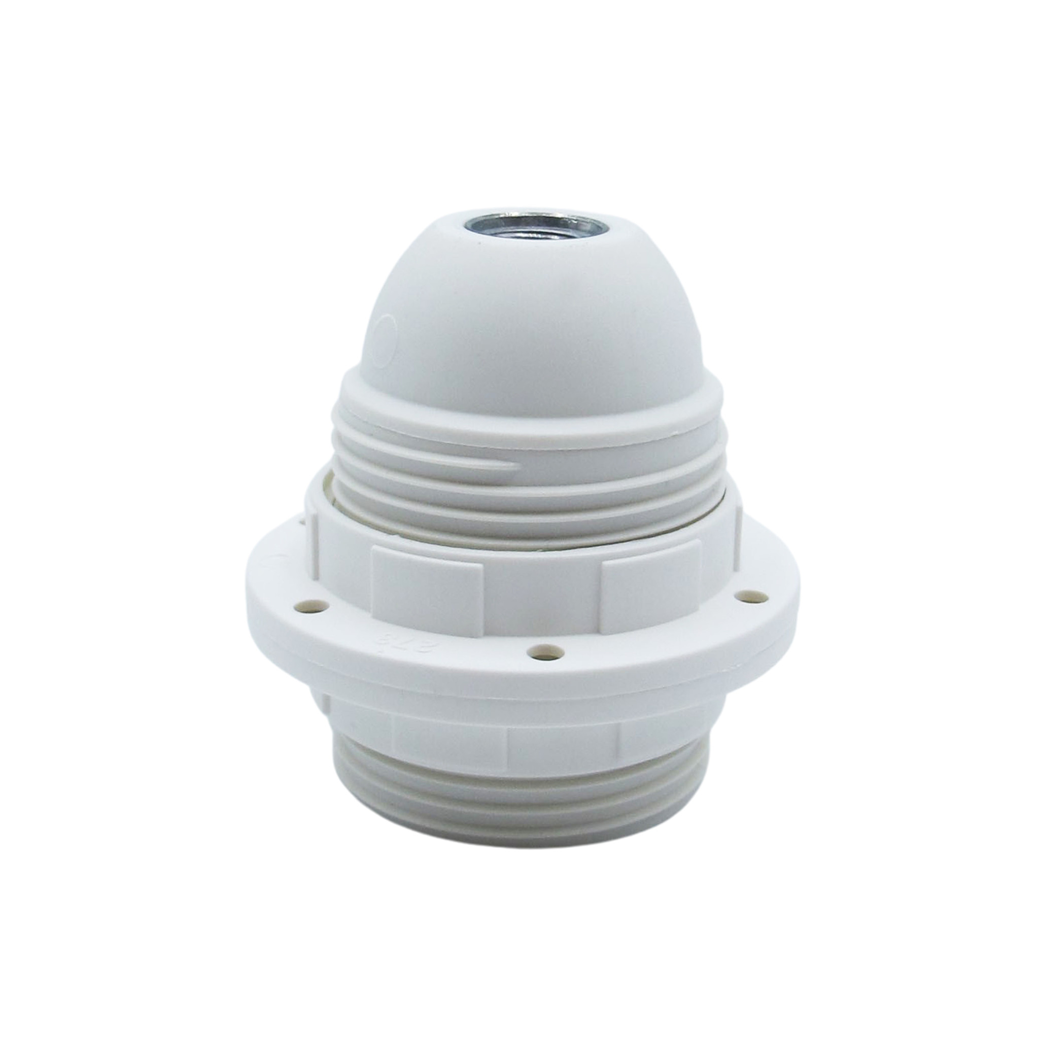 Plastic Lamp Holder with two screw rings and male thread - White (E27) -  Kynda Light