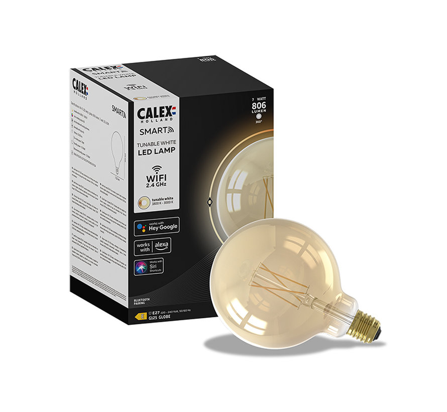 SMART LED Light Bulb Gold Globe Lamp - G125 - E27 - 220-240V - 7W - 806lm - 1800-3000K