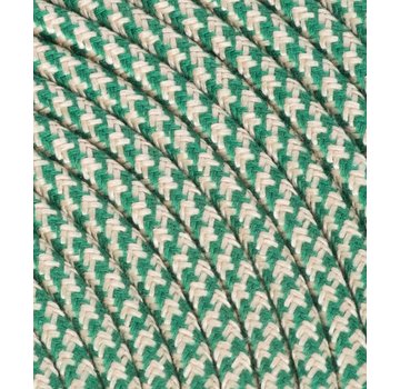 Kynda Light Fabric Cord Sand & Green - round - crossed pattern