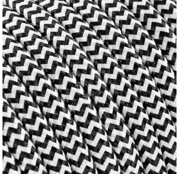 Kynda Light Textilkabel - Flaches Kabel - Zick-Zack Muster | Schwarz & Weiß