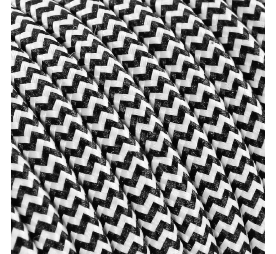 Flexible Flat Electric Cable White & Black - zigzag pattern