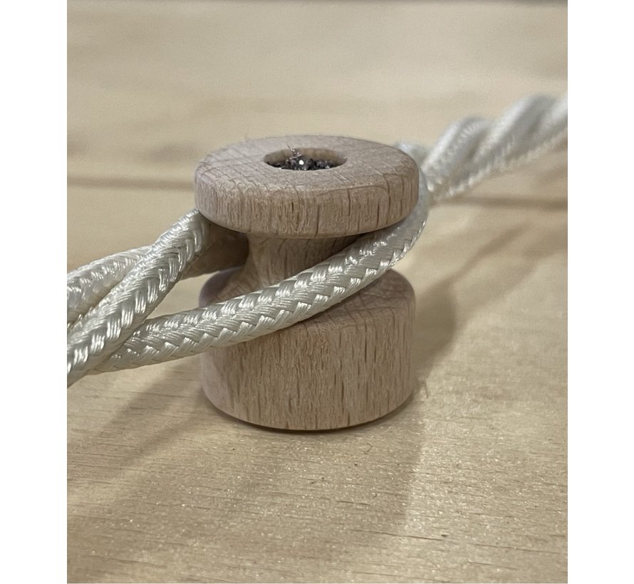 Wooden insulator - Ø 18 mm -  to guide a twisted cord along a wall or ceiling