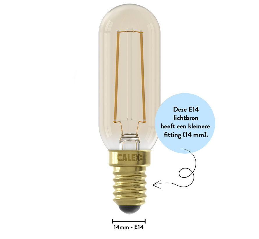 Gold LED Straight Filament - Tube Lamp - E14 - 3,5W - 250 lm - 2100K - Dimmable