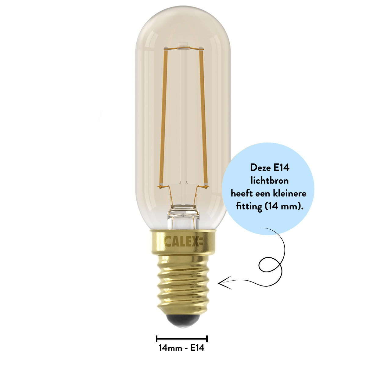 Calex LED Straight Filament - Tube Lamp - 3,5W - E14 - Dimbaar