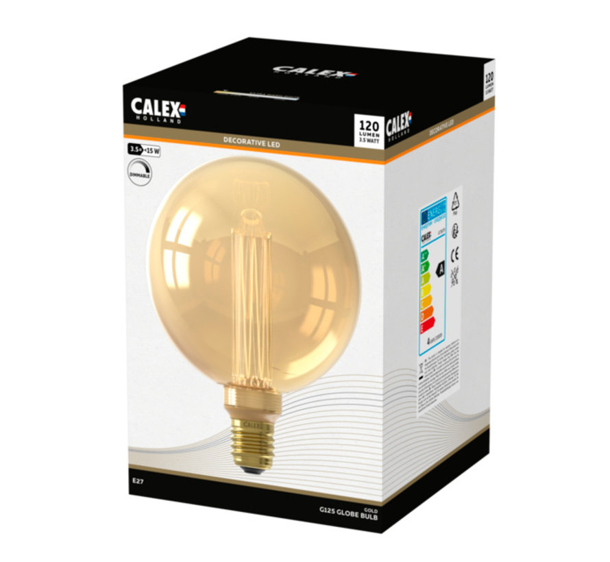 LED light Filament - Crown Gold - Globe G125 - E27 - 3,5W - 120 lm -1800K - Dimmable