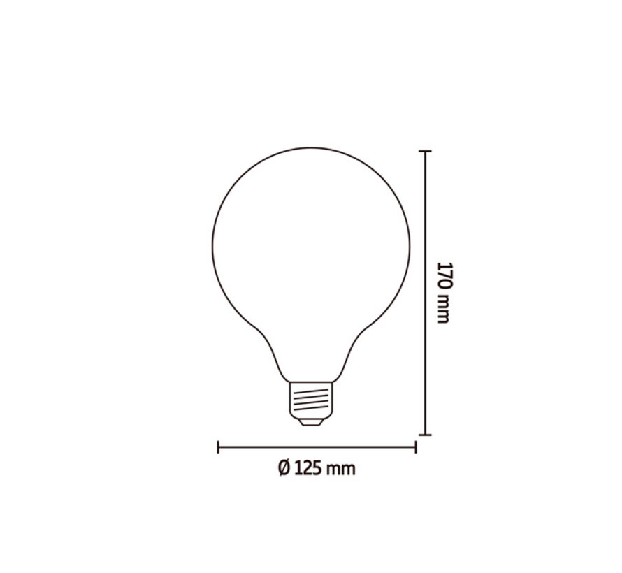 LED light Filament - Crown Gold - Globe G125 - E27 - 3,5W - 120 lm -1800K - Dimmable