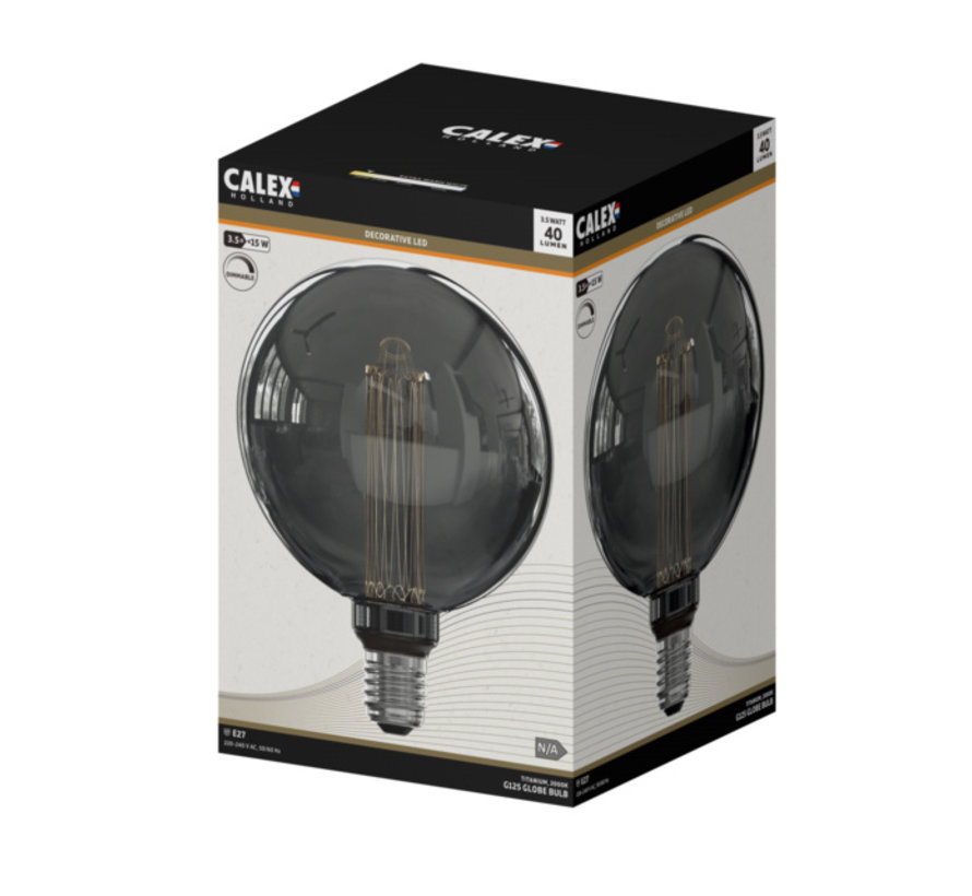 LED Filament - Crown Titanium - Globe G125 - E27 - 3,5 W - 40 lm - 2000K - Dimbaar