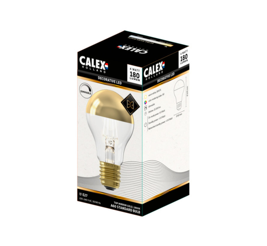 LED light Straight Filament - Gold Bowl-mirror lamp - A60 / Pear - E27 - 4W - 180 lm -1800K - Dimmable