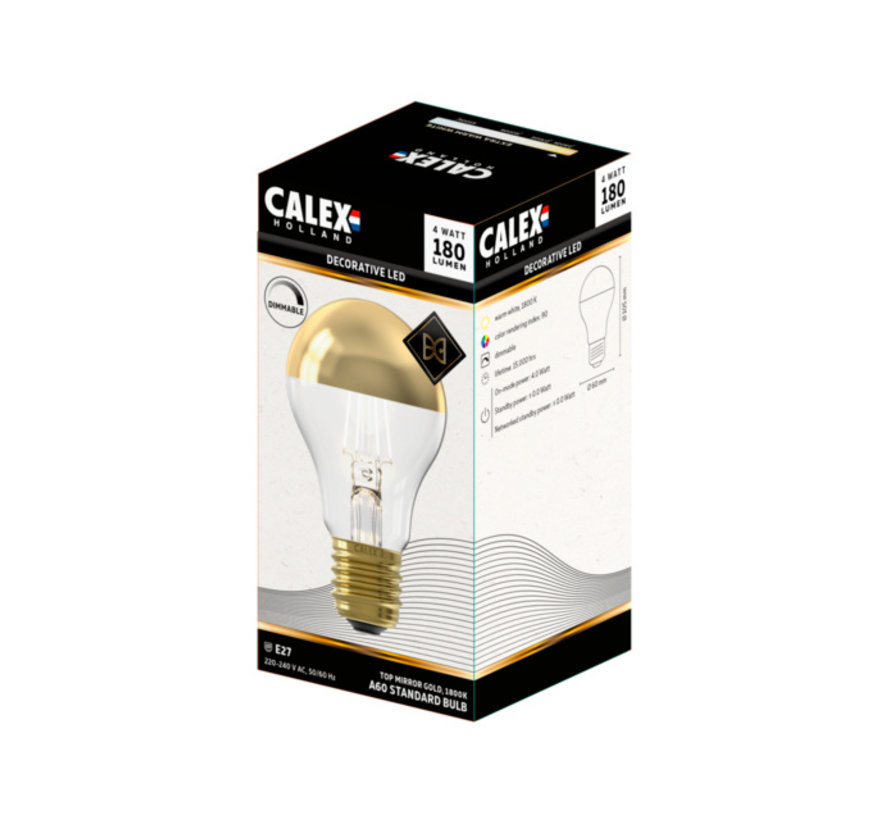 LED Straight Filament Kopspiegellamp Goud - A60 - E27 - 180 lm - 1800K - Dimbaar