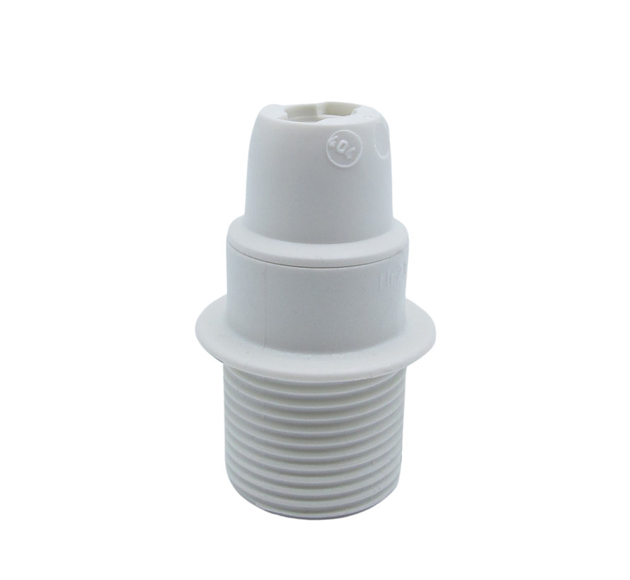 Plastic Lampholder E14 with flange half high M10x 1 | White