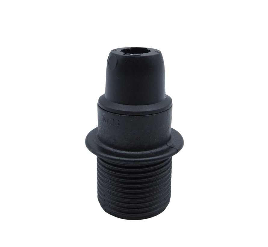 Plastic Lampholder E14 with flange half high M10x 1 | Black