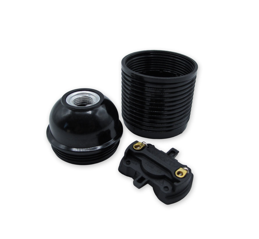 Bakelite Lamp Holder with External Thread - Black (E27)