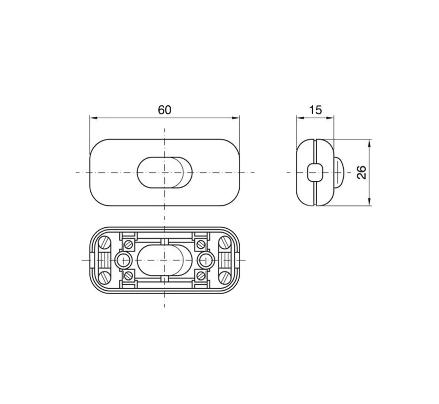 Cord switch White (2-pole / not grounded)