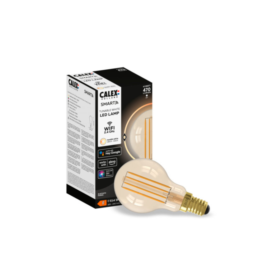 SMART LED Light Bulb Gold - Ball Lamp - P45 - E14 - 220-240V - 4.9W - 470lm - 1800-3000K