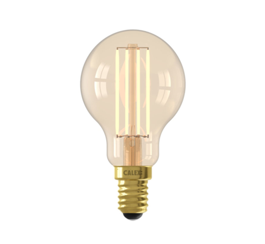 SMART LED Lamp Goud Straight Filament Kogellamp - P45 - E14 - 4.9W - 470lm - 1800-3000K