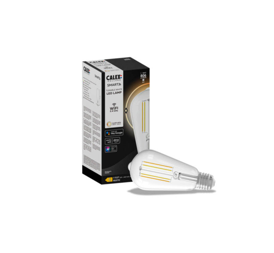 SMART LED-Lampe Klar ST64 Lichtquelle - E27 - 220-240V - 7W - 806lm- 1800-3000K