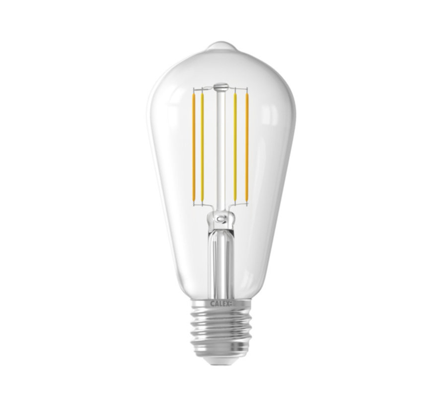 SMART LED Light Bulb Clear - Squirrel cage / Edison - ST64 - E27 - 220-240V - 7W - 806lm - 1800-3000K