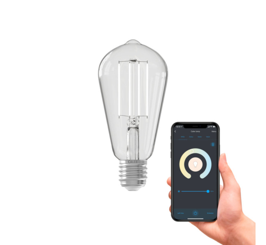 SMART LED Light Bulb Clear - Squirrel cage / Edison - ST64 - E27 - 220-240V - 7W - 806lm - 1800-3000K