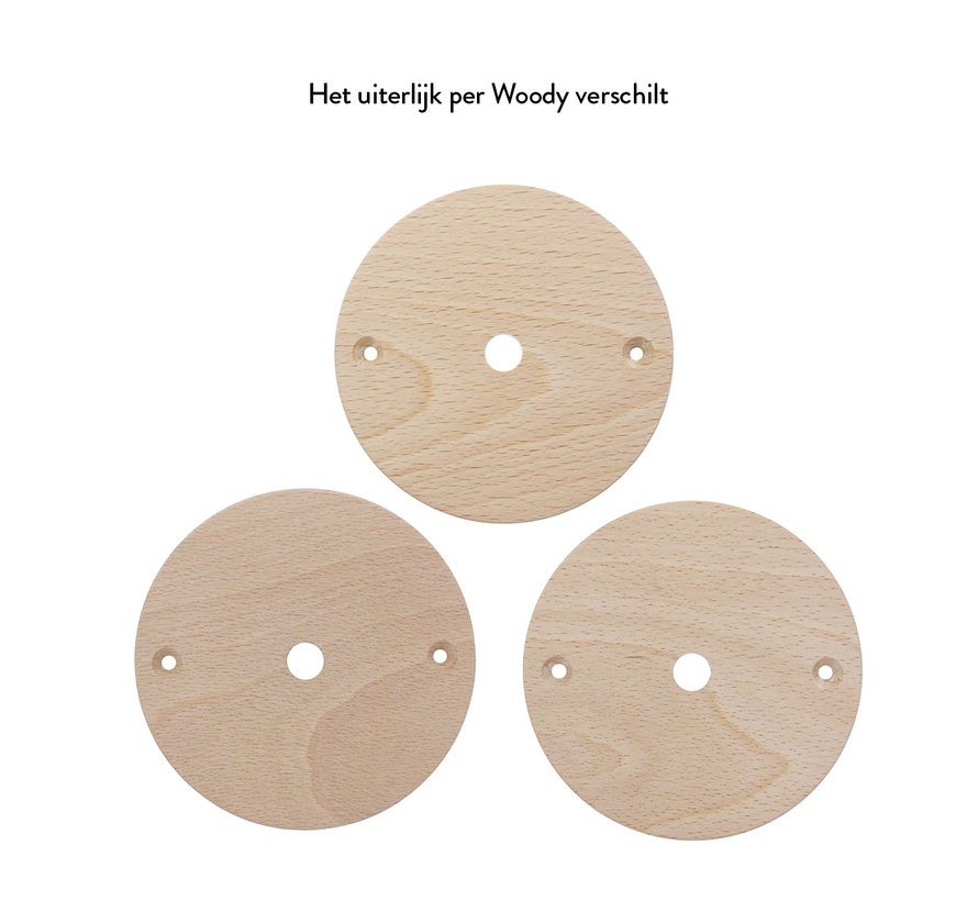 Plafondkap 'Woody' rond hout - 1 snoer - Ø95mm