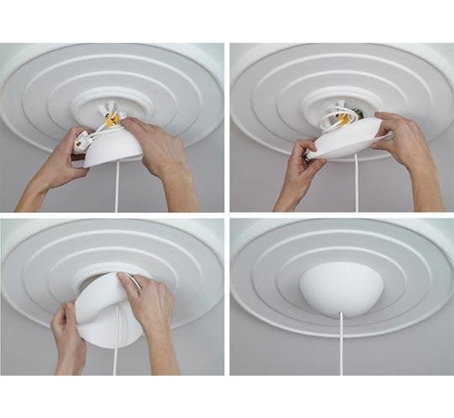 'Quattro' silicone ceiling rose - 4 cables / outlets - Ø158mm - round flexible - white