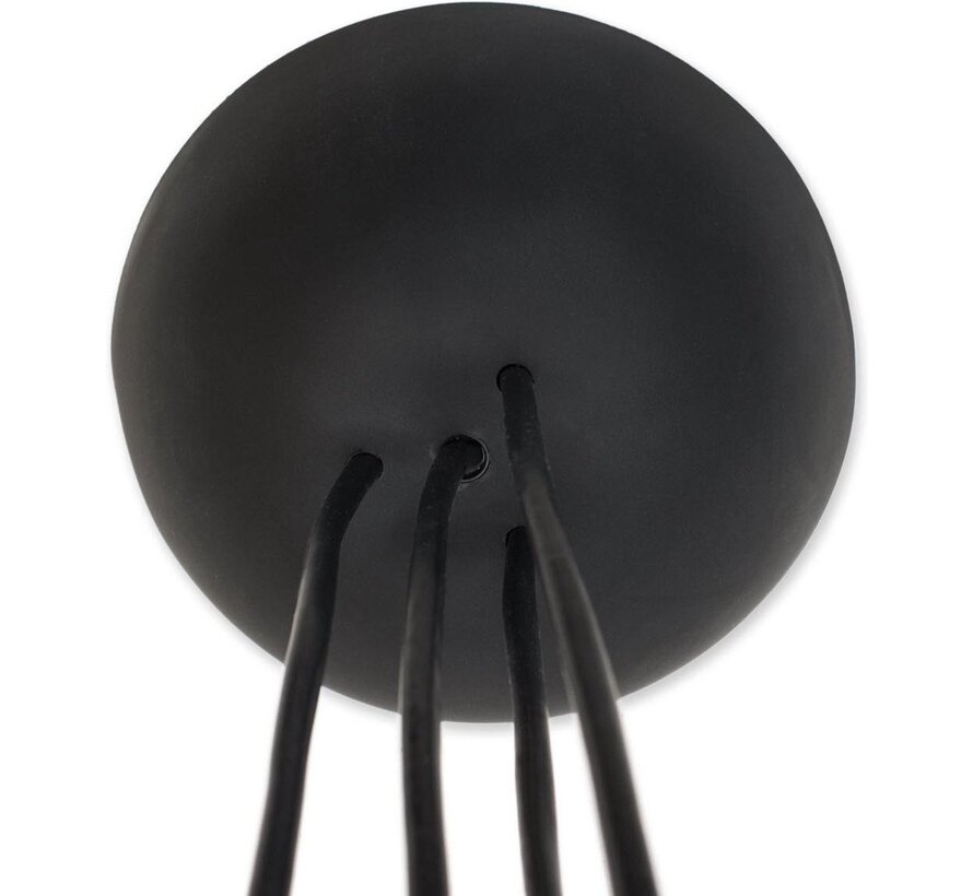 'Quattro' silicone ceiling rose - 4 cables / outlets - Ø158mm - round flexible - black