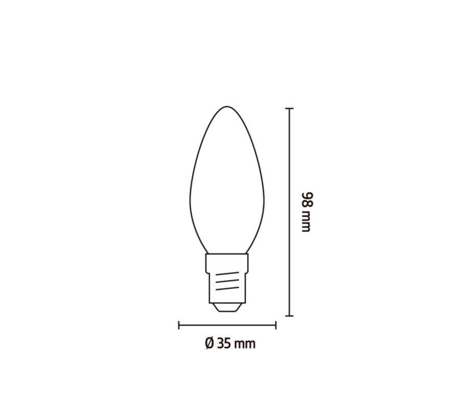 LED Flex Filament Candle Lamp Gold - E14 - 2,5 W - 136lm - 2100K - extra warm white - dimmable