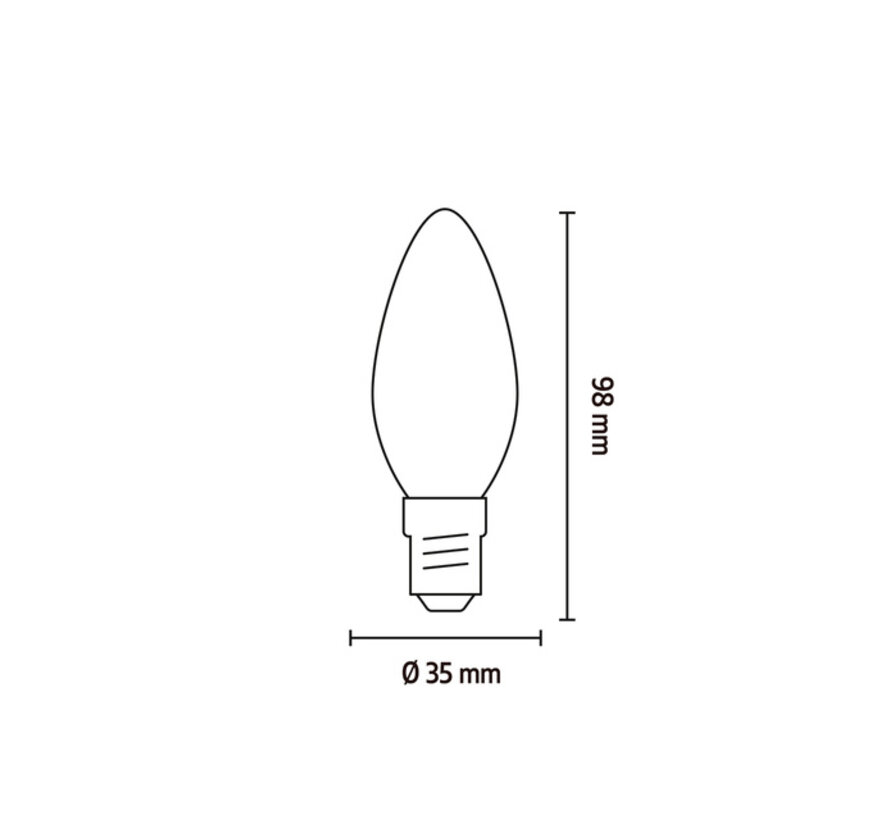 LED Straight Filament Candle Lamp Gold - E14 - 3,5 W - 250lm - 2100K - extra warm white - dimmable