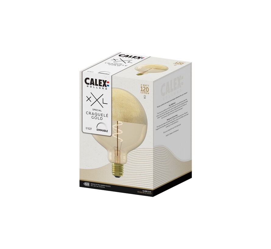 Calex XXL Specials G125 Gold Spiral Filament - 4W - 120lm - 1800 K - E27 - dimmable