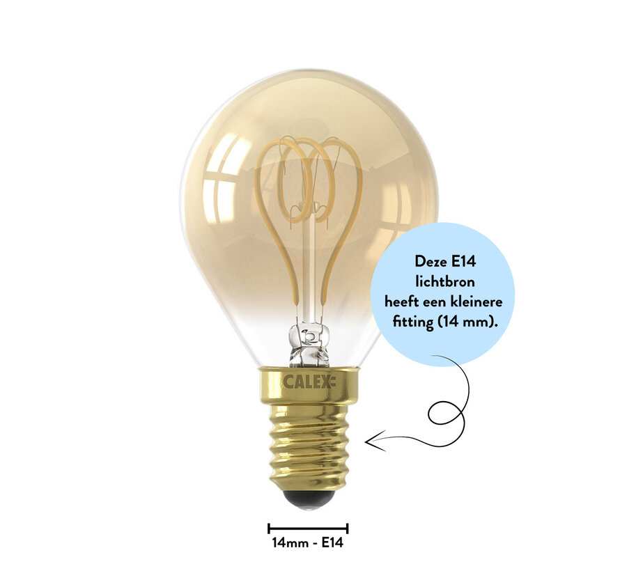 Gold Spherical LED lamp - 2.5W - E14 - 2100K - Dimmable