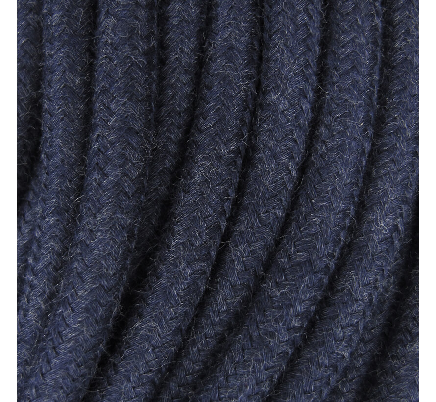 Fabric Cord Blue Jeans - round, linen