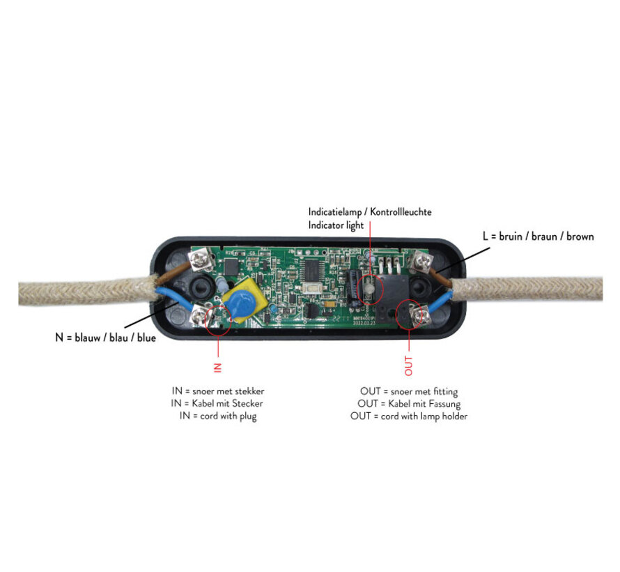 Universele Snoerdimmer met drukknopbediening 0-75W | Zwart