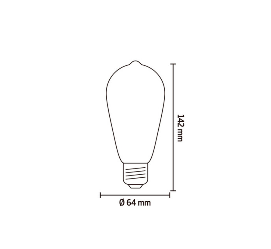 Rustikaler ST64 heller gerader LED-Faden 220-240V 4.5W 470lm 2700K E27 Dimmbar mit LED-Dimmer