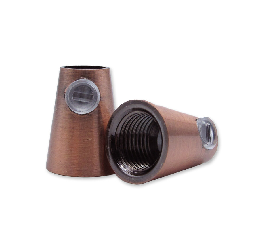 Strain relief conical with inner thread - Metal cable wire cord grip - M10x1  | Copper