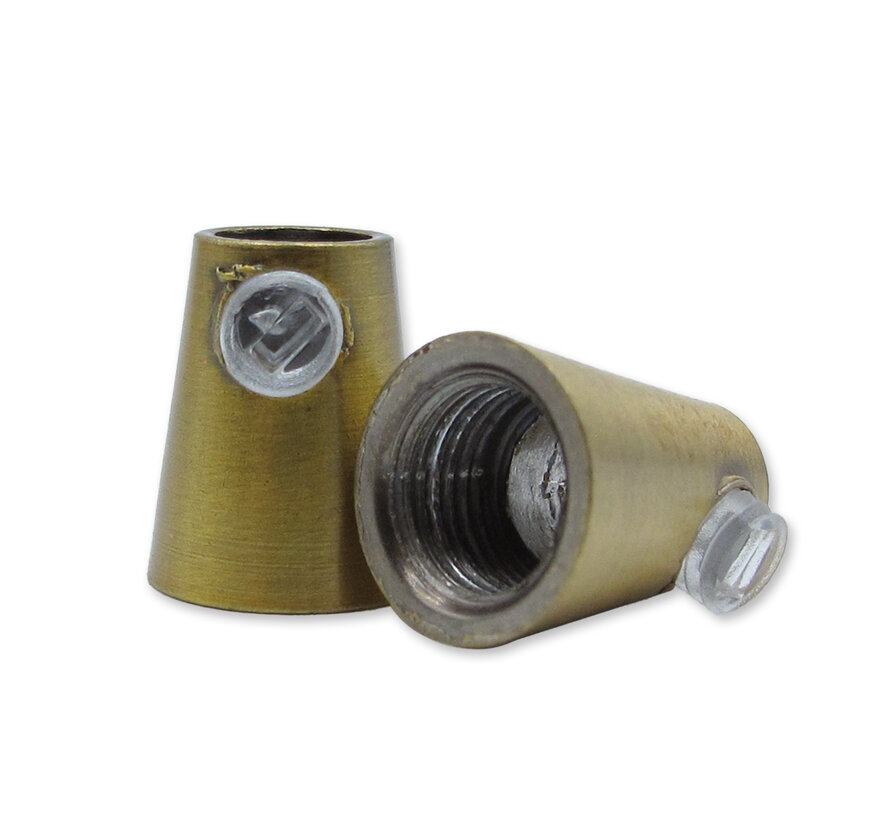 Strain relief conical with inner thread - Metal cable wire cord grip - M10x1  | Gold Bronze
