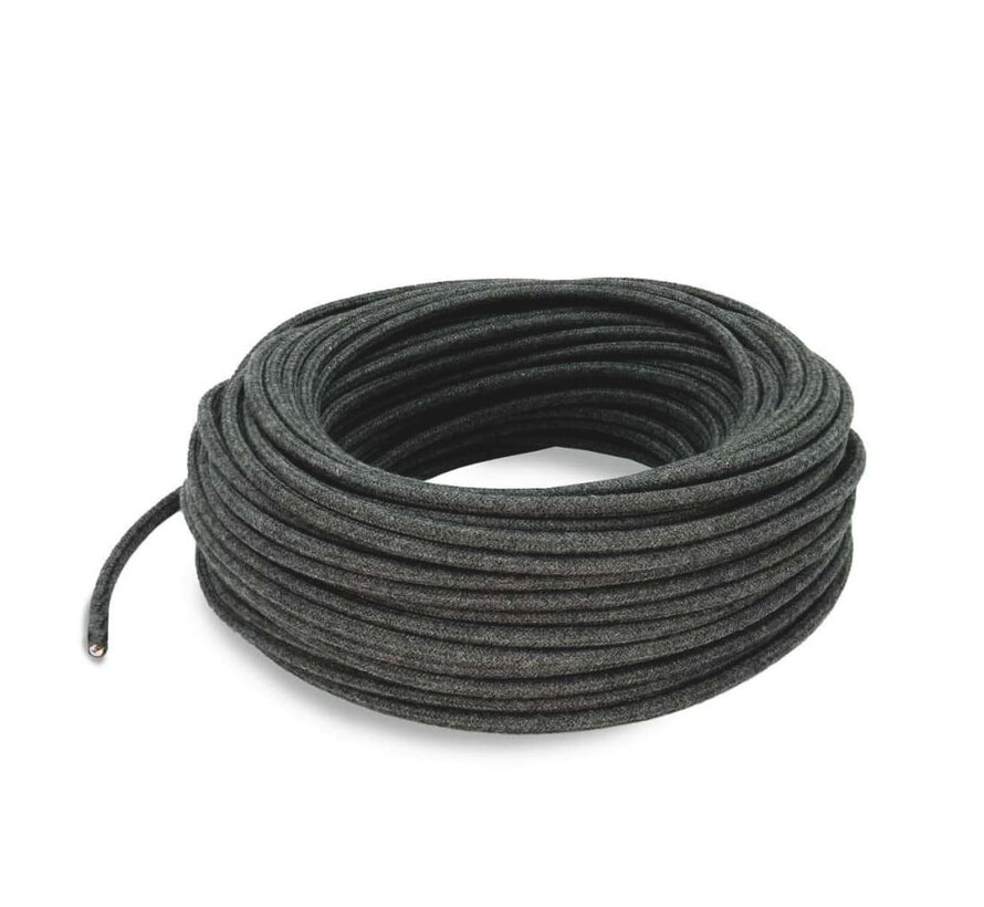 Fabric Cord Amer Coal / Dark Grey - round, linen