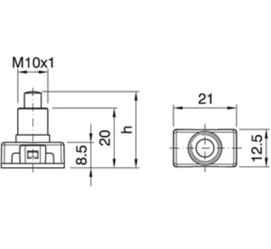 Inbouw Drukschakelaar Zwart M10x1 (1-polig)