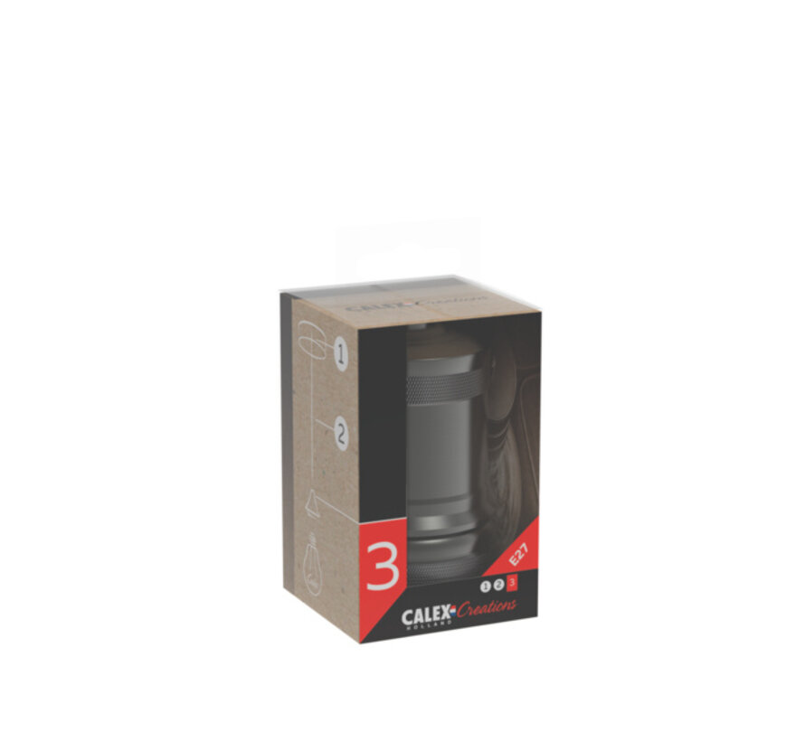 Calex Fitting Metaal -  'Model Peak' E27 | Parel Zwart / Donkergrijs (mat)