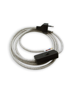 Kynda Light Power cord with switch and plug | Melange beige fabric (round)