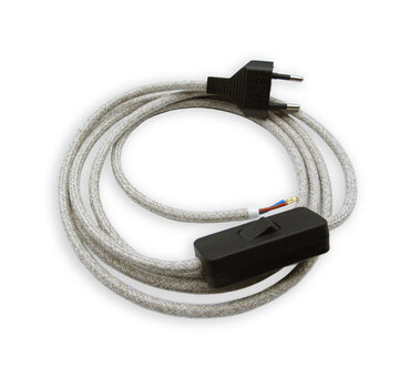 Kynda Light Power cord with switch and plug | Melange beige fabric (round)