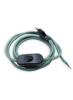 Kynda Light Power cord with switch and plug | Green & Lightblue zigzag pattern (round)