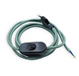 Green and Lightblue zigzag pattern Round Power cord with switch and plug (2-pole)