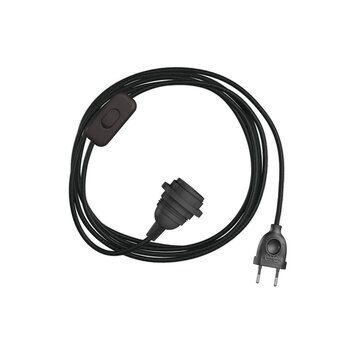 Kynda Light SnakeBis | Power cord with switch, plug & lamp holder | Black (round)