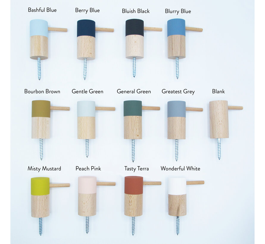 Dippiestickies Wall Hooks (with a stickie) | Coat hook or wall decoration | set of 3 colours
