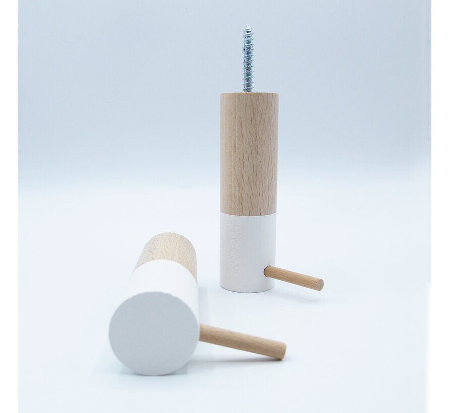 Dippiestick Wall Hooks | Coat hook or wall decoration | Wonderful White | 10 cm long - diameter 3 cm