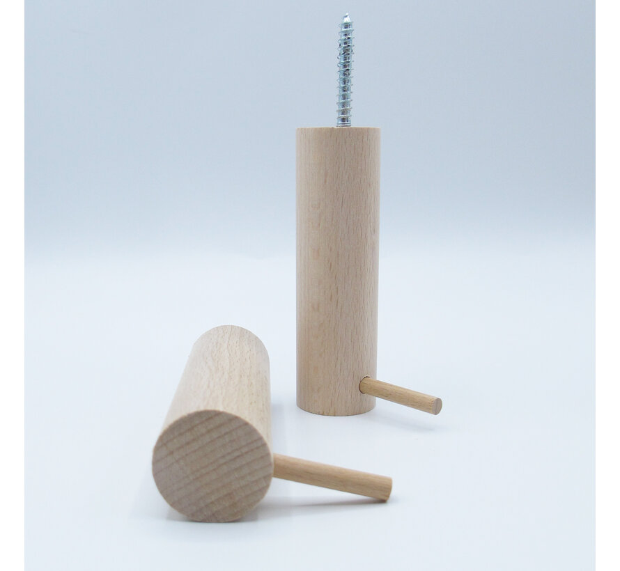Dippiestick Wandhaken | Kapstokhaak of muurdecoratie | Blank / Naturel  | 10 cm lang - diameter 3 cm